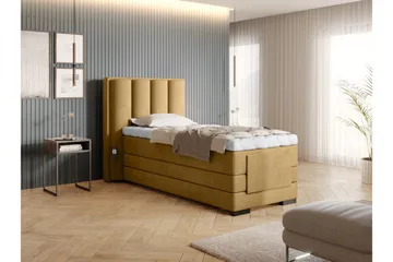 Banti Justerbar Kontinentalseng 90x200 cm - Gul - Møbler - Senger - Enkeltsenger