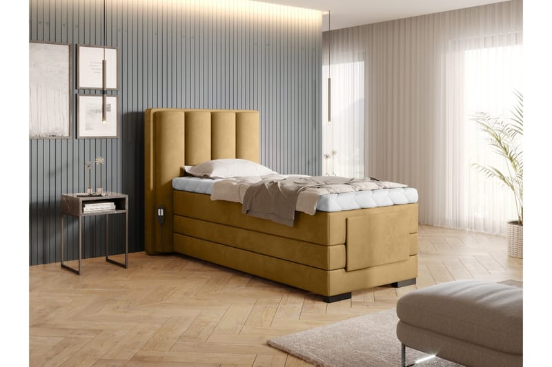 Banti Justerbar Kontinentalseng 90x200 cm - Gul - Møbler - Senger - Enkeltsenger