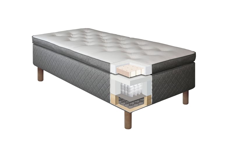 Sundborn Komplett Rammeseng 90x200 Grå - Memory - Møbler - Senger - Rammeseng