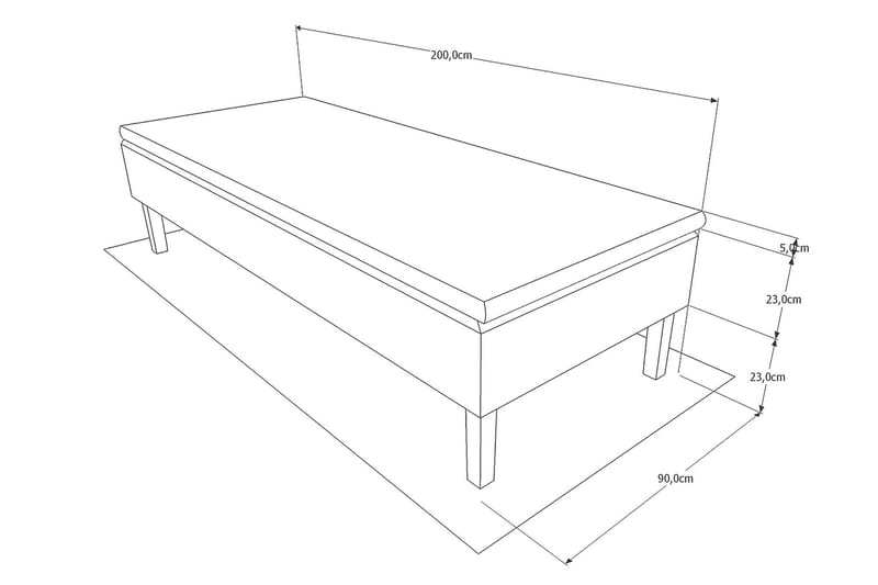 Viken Bas Rammeseng 80X200Cm - Grå, Ben Valnøtt - Møbler - Senger - Rammeseng