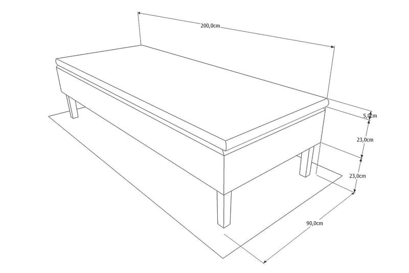 Viken Bas Rammeseng 80X200Cm - Grå, Konisk Eikeben - Møbler - Senger - Enkeltsenger