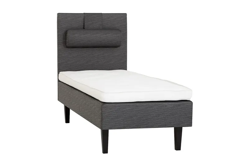 Viken Bas Rammeseng 80X200Cm, Grå, Konisk Svarte Ben