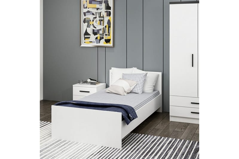 Enkeltsengramme Fruitland Sengestamme Hvit - 95 x 72 x 194 cm - Møbler - Senger - Sengeramme & sengestamme