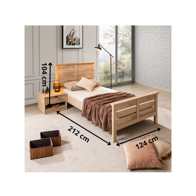 Enkeltsengramme Homitis Polo (124 x 104 x 212 cm) Brun - Møbler - Senger - Sengeramme & sengestamme