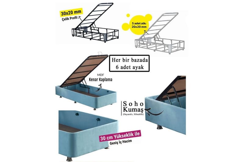 Enkeltsengunderdel Koselig enkel lyseblå - 100 x 200 cm - Møbler - Senger - Sengeramme & sengestamme