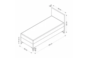 Enkeltsengunderdel og Hodegjerde Fresh Grå - 90 x 41 x 190 cm - Møbler - Senger - Sengeramme & sengestamme