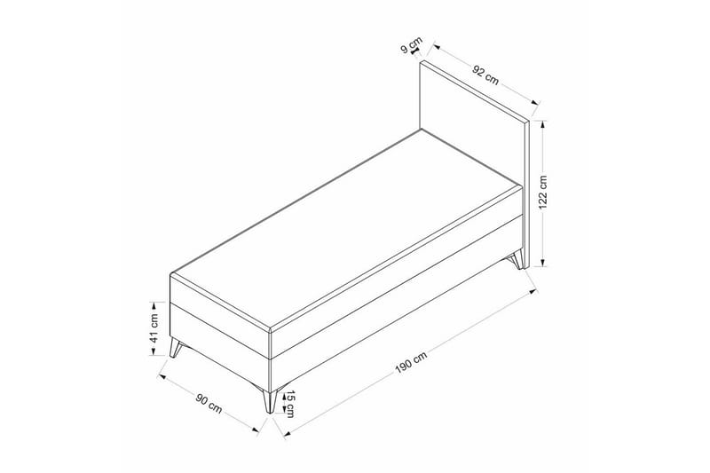 Enkeltsengunderdel og Hodegjerde Springsure Mørkegrå - 90 x 41 x 190 cm - Møbler - Senger - Sengeramme & sengestamme