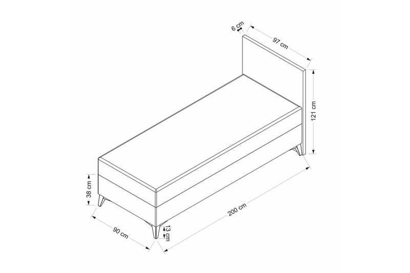 Enkeltsengunderdel og Hodegjerde Sube Grå - 90 x 38 x 190 cm - Møbler - Senger - Rammeseng