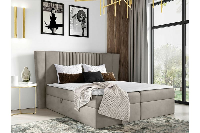 Boisdale Kontinentalseng 160x200 cm - Beige - Møbler - Senger - Familieseng