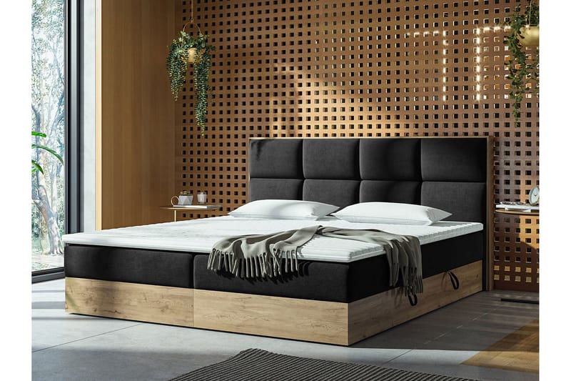 Oppbevaringsseng EUPHORIA 140x200 - Svart - Møbler - Senger - Familieseng