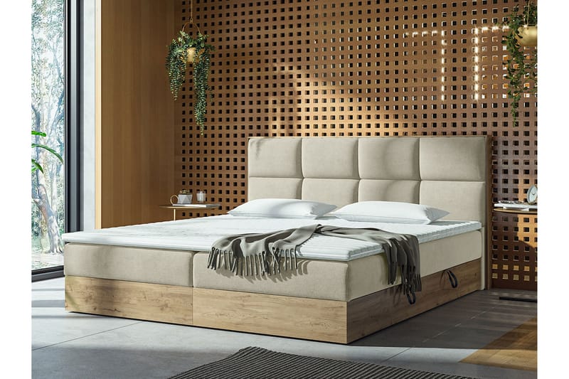 Oppbevaringsseng EUPHORIA 160x200 - Beige - Møbler - Senger - Familieseng