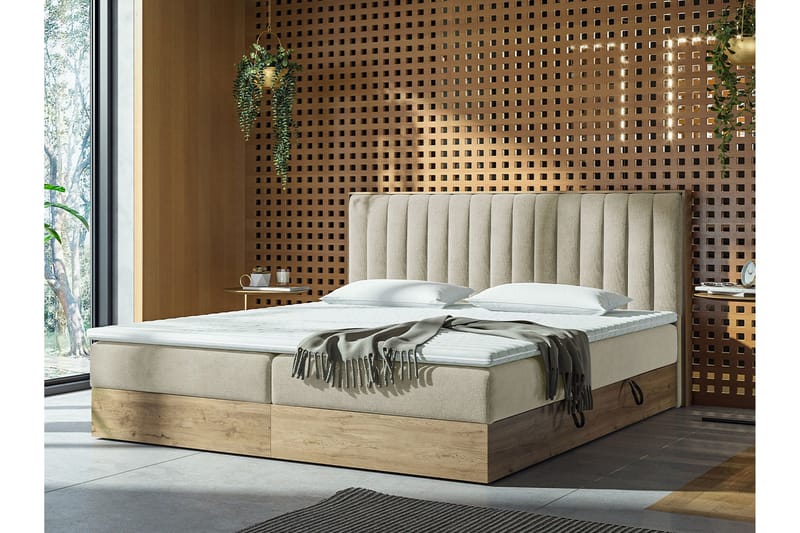 Oppbevaringsseng HARMONY 140x200 - Beige - Møbler - Senger - Kontinentalsenger