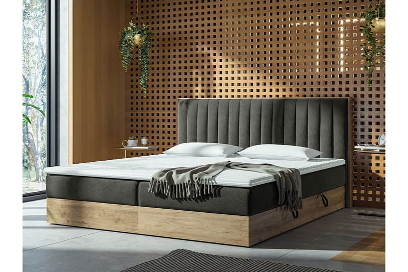 Oppbevaringsseng HARMONY 140x200 - Grå - Møbler - Senger - Familieseng