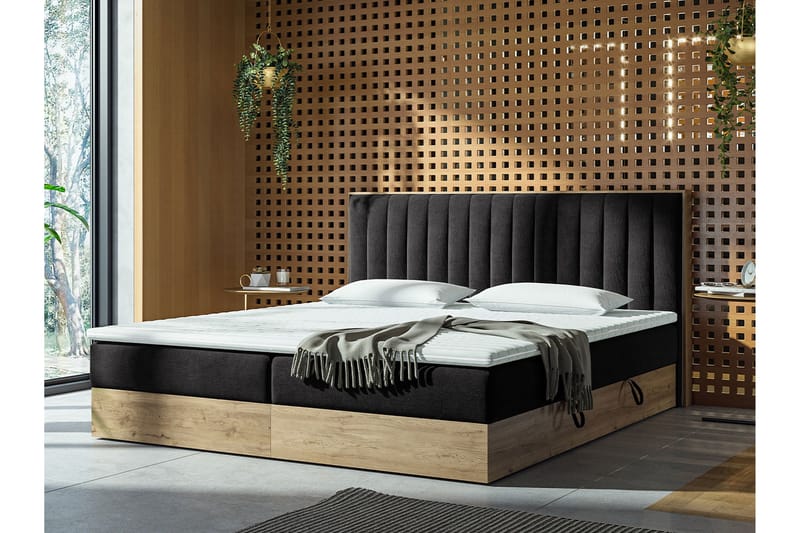 Oppbevaringsseng HARMONY 140x200 - Svart - Møbler - Senger - Familieseng