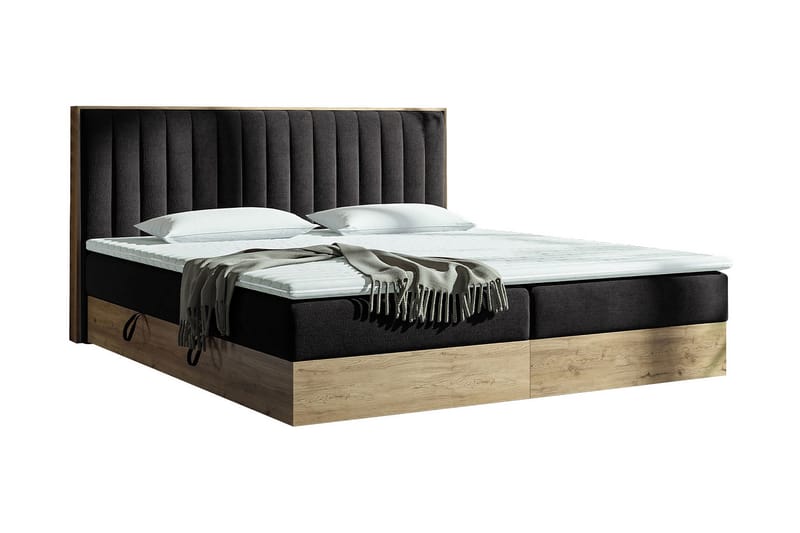 Oppbevaringsseng HARMONY 180x200 - Svart - Møbler - Senger - Familieseng