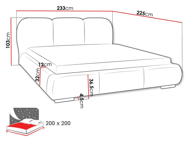 Fito sengeramme med oppbevaring 200x200 cm - grå - Møbler - Senger - Sengeramme & sengestamme