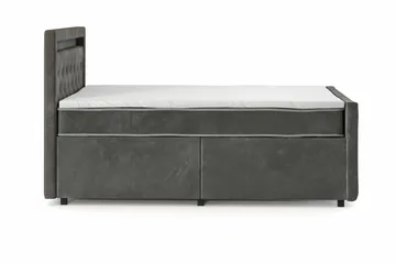 Franco Light Komplett sengepakke med oppbevaring LED-belysning 120x200 cm - Grå - Møbler - Senger - Komplett sengepakke
