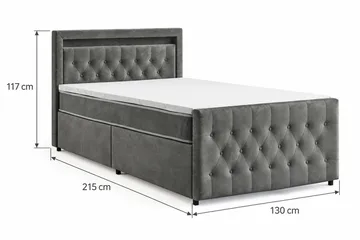 Franco Light Komplett sengepakke med oppbevaring LED-belysning 120x200 cm - Grå - Møbler - Senger - Komplett sengepakke