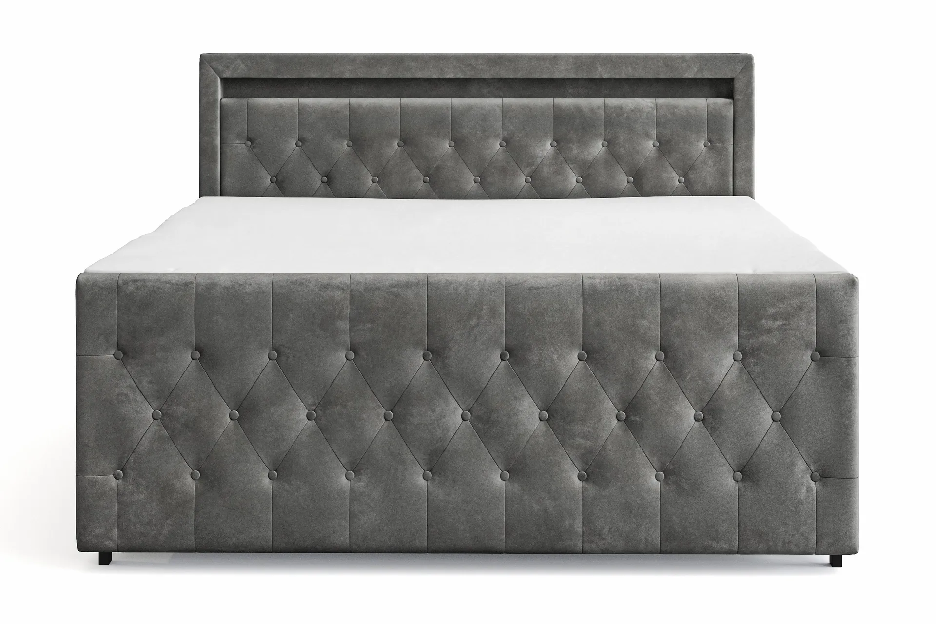 Franco light Komplett sengepakke med oppbevaring LED-belysning 180x200 cm - Grå