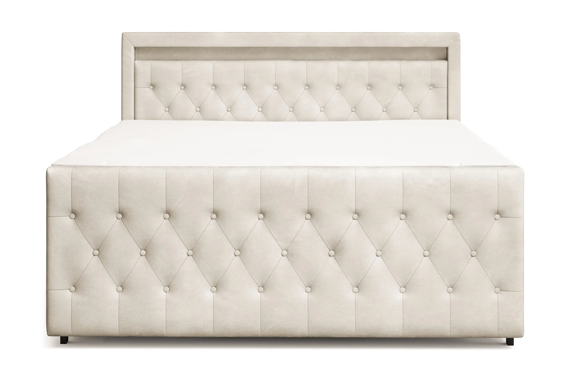 Franco light komplett sengepakke med oppbevaring og LED-belysning 180x200 cm - Beige