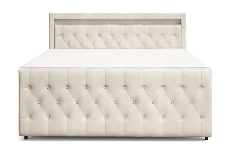 Franco light komplett sengepakke med oppbevaring og LED-belysning 180x200 cm, Beige