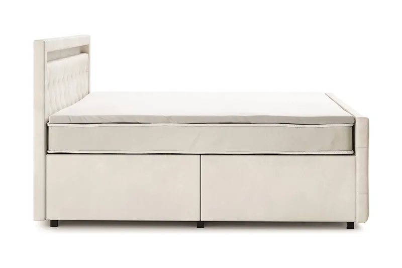 Franco light komplett sengepakke med oppbevaring og LED-belysning 180x200 cm - Beige - Møbler - Senger - Komplett sengepakke