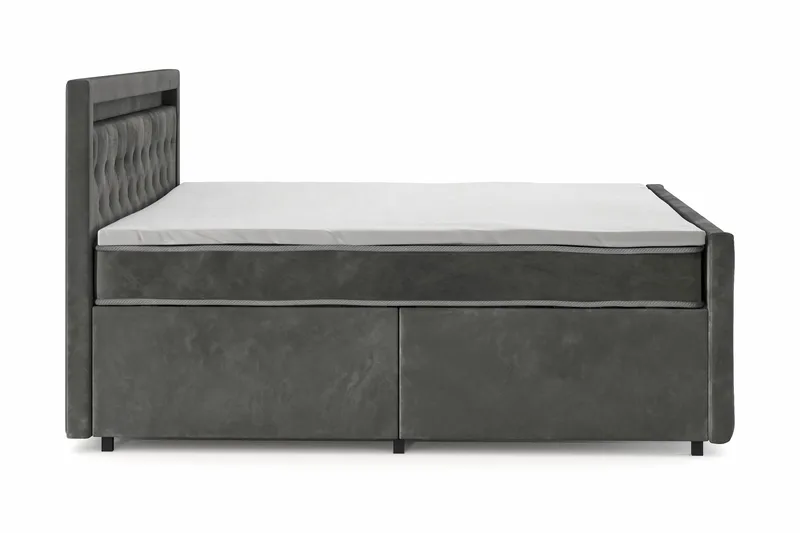 Franco light komplett sengepakke med oppbevaring og LED-belysning 180x200 cm - Grå - Møbler - Senger - Komplett sengepakke