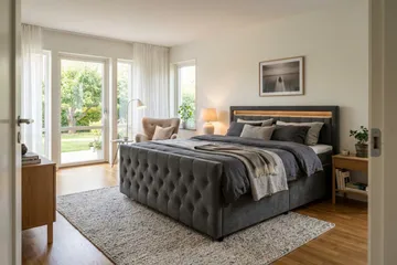 Franco light komplett sengepakke med oppbevaring og LED-belysning 180x200 cm - Grå - Møbler - Senger - Komplett sengepakke