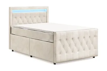 Franco Light komplett sengesett med oppbevaring LED-belysning 120x200 cm - Beige - Møbler - Senger - Komplett sengepakke