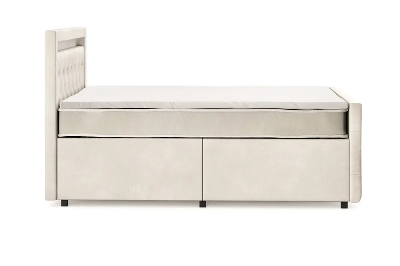 Franco Light komplett sengesett med oppbevaring LED-belysning 120x200 cm - Beige - Møbler - Senger - Komplett sengepakke