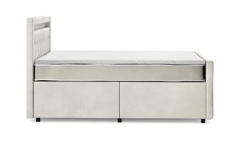 Franco Light komplett sengesett med oppbevaring LED-belysning 120x200 cm - Beige - Møbler - Senger - Komplett sengepakke