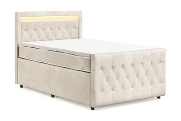 Franco Light komplett sengesett med oppbevaring LED-belysning 120x200 cm - Beige - Møbler - Senger - Komplett sengepakke