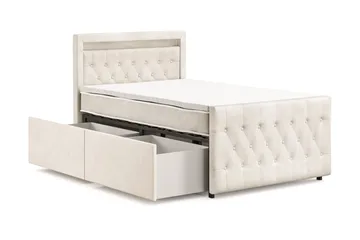Franco Light komplett sengesett med oppbevaring LED-belysning 120x200 cm - Beige - Møbler - Senger - Komplett sengepakke