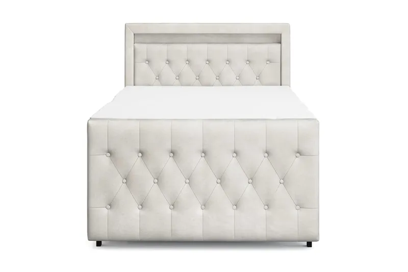 Franco Light komplett sengesett med oppbevaring LED-belysning 120x200 cm - Beige - Møbler - Senger - Komplett sengepakke