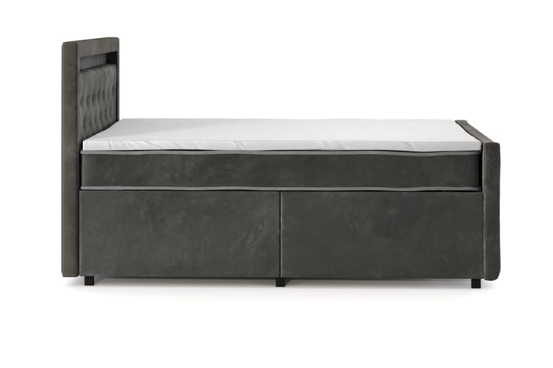 Franco Light komplett sengesett med oppbevaring LED-belysning 120x200 cm - Grå - Møbler - Senger - Komplett sengepakke