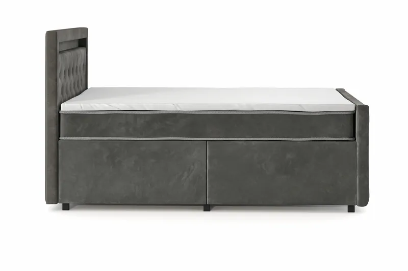 Franco Light komplett sengesett med oppbevaring LED-belysning 120x200 cm - Grå - Møbler - Senger - Komplett sengepakke