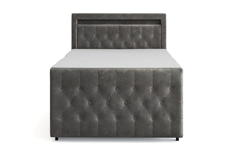 Franco Light komplett sengesett med oppbevaring LED-belysning 120x200 cm - Grå - Møbler - Senger - Komplett sengepakke