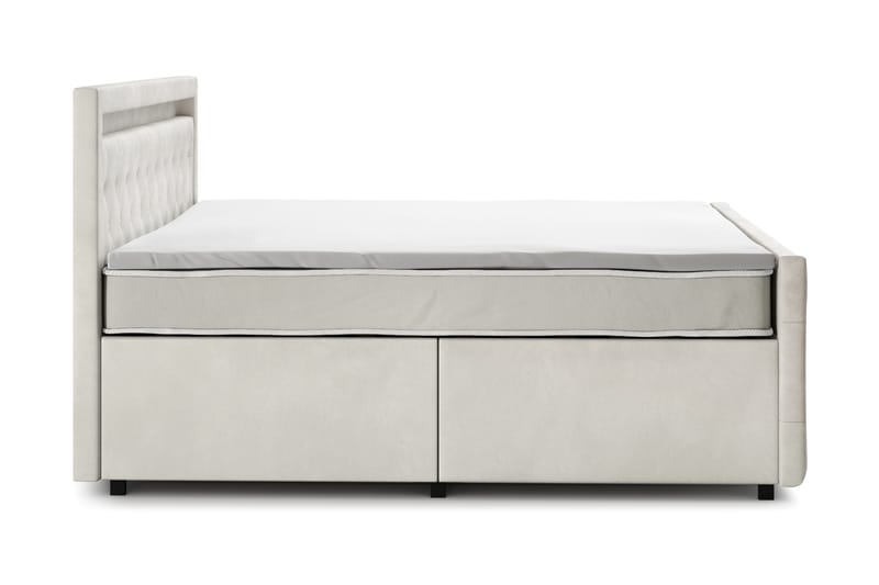 Franco Light komplett sengesett med oppbevaring LED-belysning 180x200 cm - Beige - Møbler - Senger - Komplett sengepakke