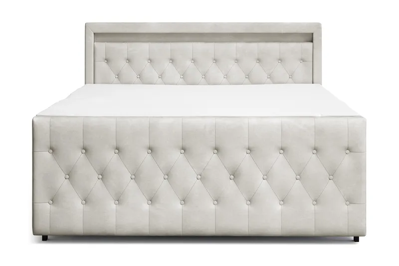 Franco Light komplett sengesett med oppbevaring LED-belysning 180x200 cm - Beige - Møbler - Senger - Komplett sengepakke