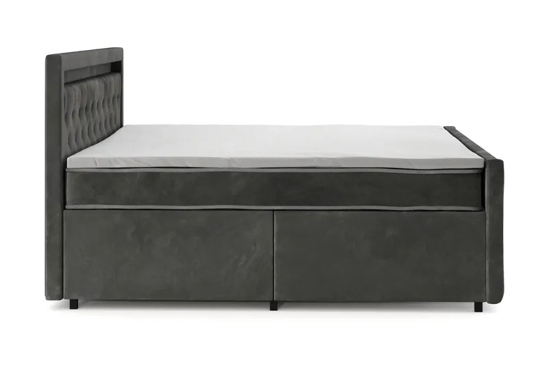 Franco Light komplett sengesett med oppbevaring LED-belysning 180x200 cm - Grå - Møbler - Senger - Komplett sengepakke