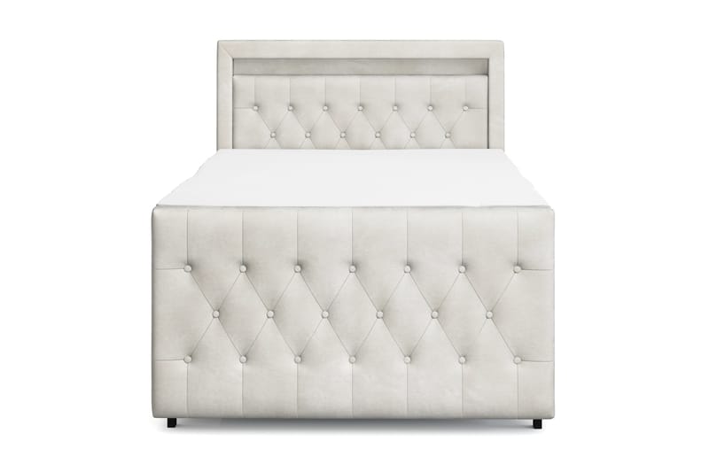 Franco Light Komplett Sengpakke med Oppbevaring LED-belysning 120x200 cm - Beige - Møbler - Senger - Komplett sengepakke