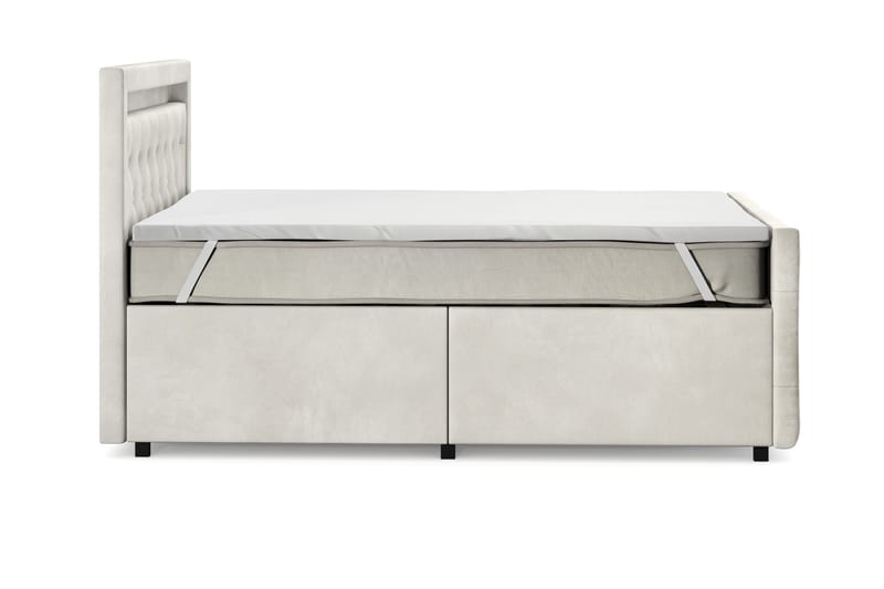 Franco Light Komplett Sengpakke med Oppbevaring LED-belysning 120x200 cm - Beige - Møbler - Senger - Komplett sengepakke