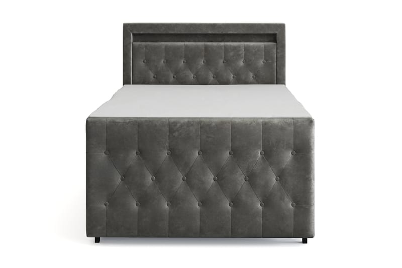 Franco Light Komplett Sengpakke med Oppbevaring LED-belysning 120x200 cm - Grå - Møbler - Senger - Komplett sengepakke