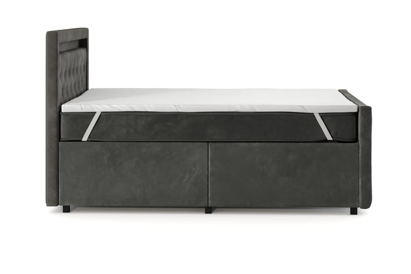 Franco Light Komplett Sengpakke med Oppbevaring LED-belysning 120x200 cm - Grå - Møbler - Senger - Komplett sengepakke