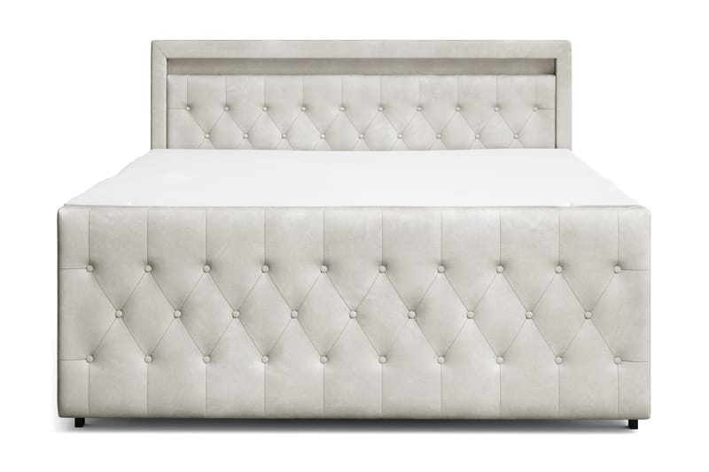 Franco Light Komplett Sengpakke med Oppbevaring LED-belysning 180x200 cm - Beige - Møbler - Senger - Komplett sengepakke
