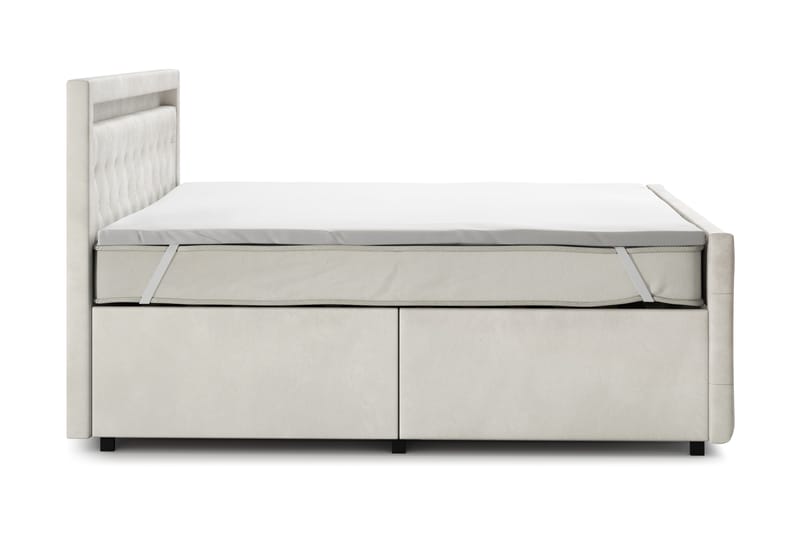 Franco Light Komplett Sengpakke med Oppbevaring LED-belysning 180x200 cm - Beige - Møbler - Senger - Komplett sengepakke