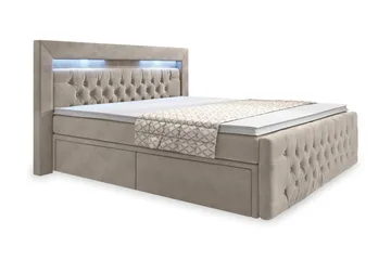 Franco Sengepakke 140x200 LED-belysning - Beige/Fløyel - Møbler - Senger - Komplett sengepakke