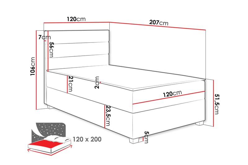 Frodsham Sengepakke Oppbevaringsseng 120x200 cm - Møbler - Senger - Komplett sengepakke