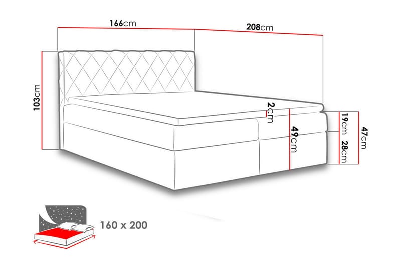 Gabin Sengpakke Kontinentalseng 160x200 cm - Rød - Møbler - Senger - Komplett sengepakke