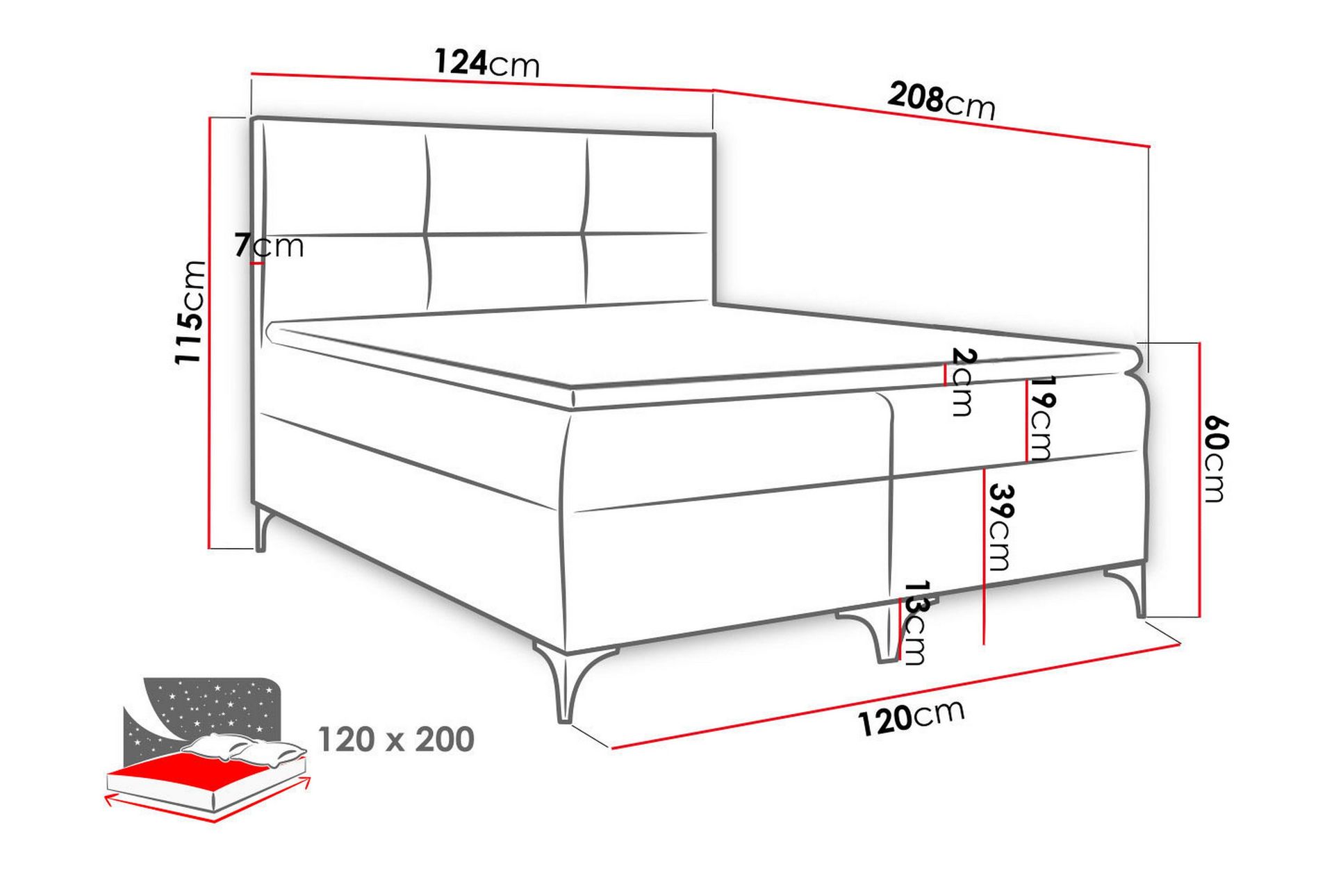 Galtebol Sengpakke Kontinentalseng 120x200 cm - Blå - Møbler - Senger - Komplett sengepakke